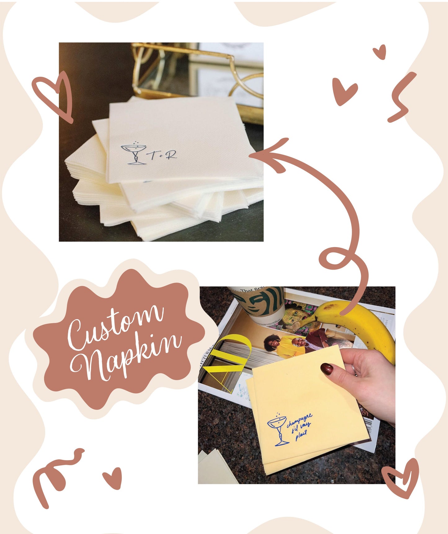 Custom Cocktail Napkin | Wedding | Party | Bachelorette | Birthday | Personalized | Baby Shower | Bridal Shower