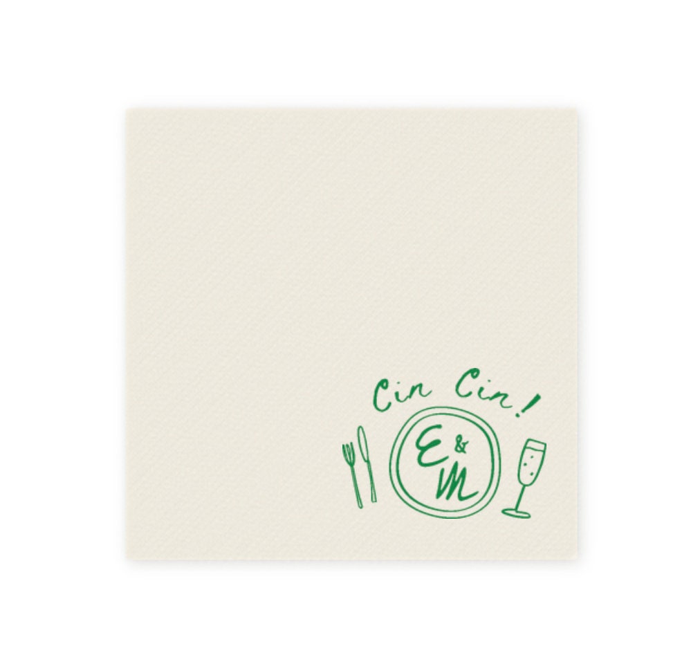 Whimsical Wedding Crest Cocktail Napkin
