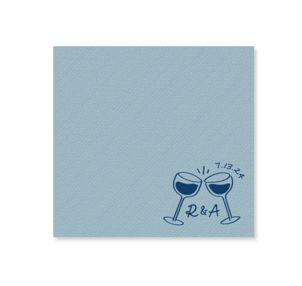 Whimsical Wine Glasses Cheers Cocktail Napkin