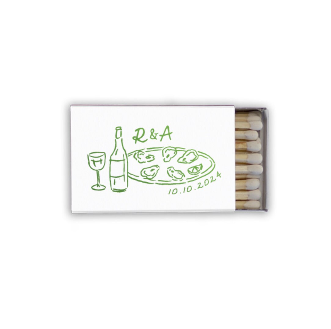 Whimsical Wine and Oyster Matchboxes
