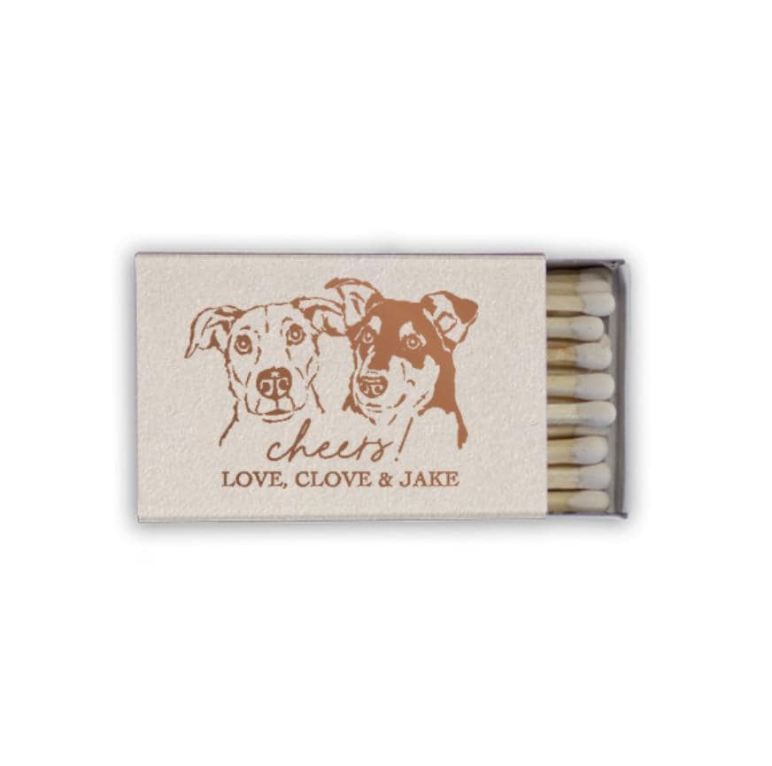 Custom Pet Portrait Matchboxes: Personalized Wedding Favors