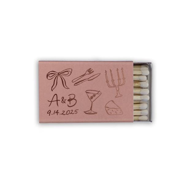 Whimsical Dinner Party Icon Matchboxes