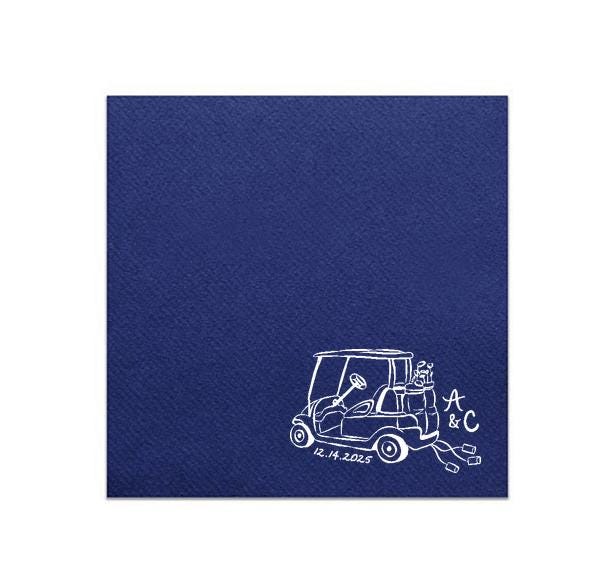 Golf Cart Just Married Car Cocktail Napkin