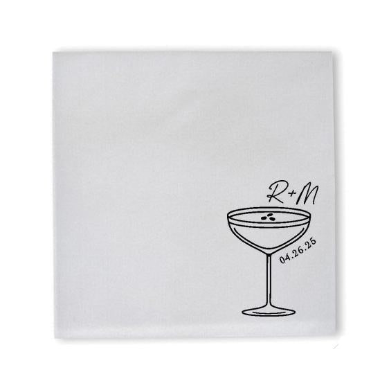 Dirty Martini Coupe Glass Cocktail Napkin