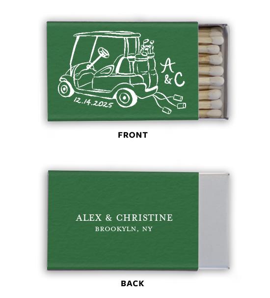 Golf Cart Just Married Car Matchboxes