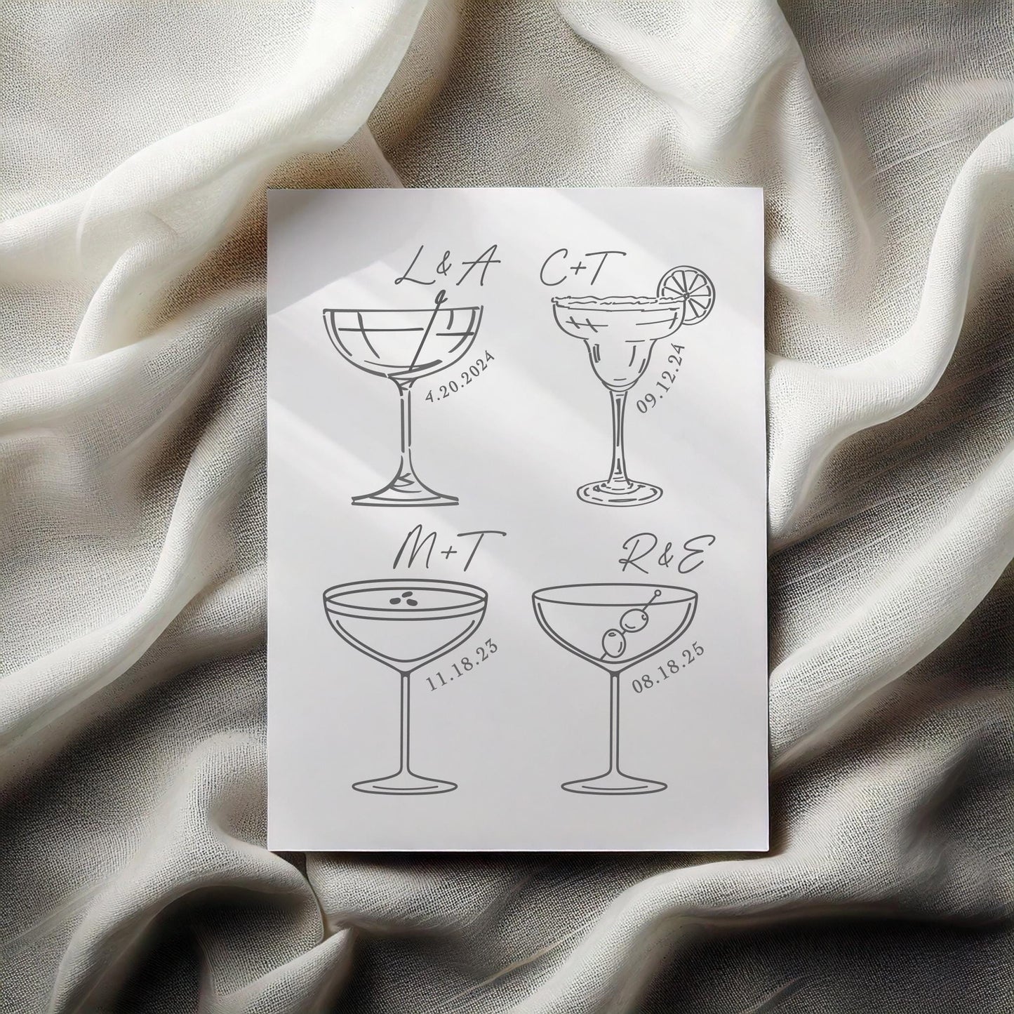 Dirty Martini Coupe Glass Cocktail Napkin