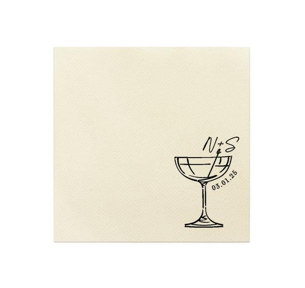 Dirty Martini Coupe Glass Cocktail Napkin