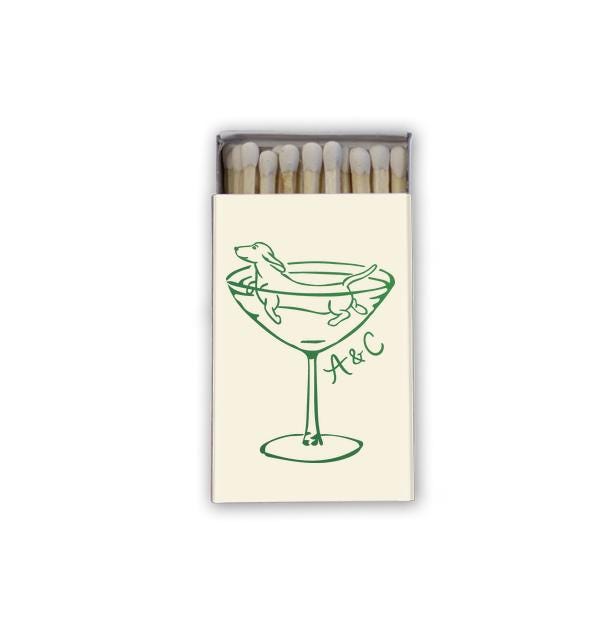 Dog Swimming Coupe Glass Matchboxes