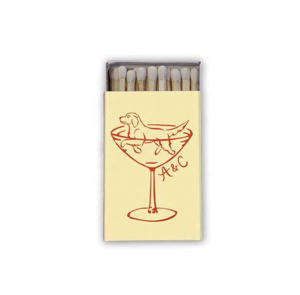 Dog Swimming Coupe Glass Matchboxes