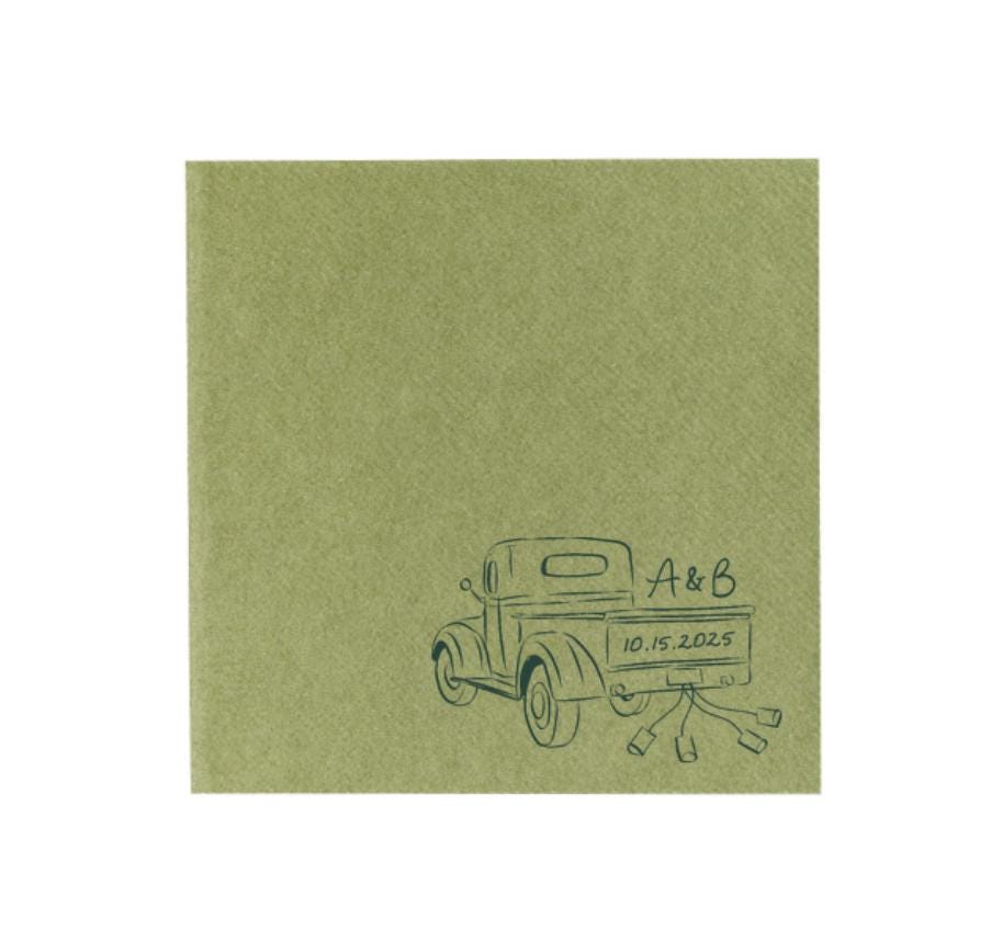 Vintage Get Away Car Just Married Car Cocktail Napkin