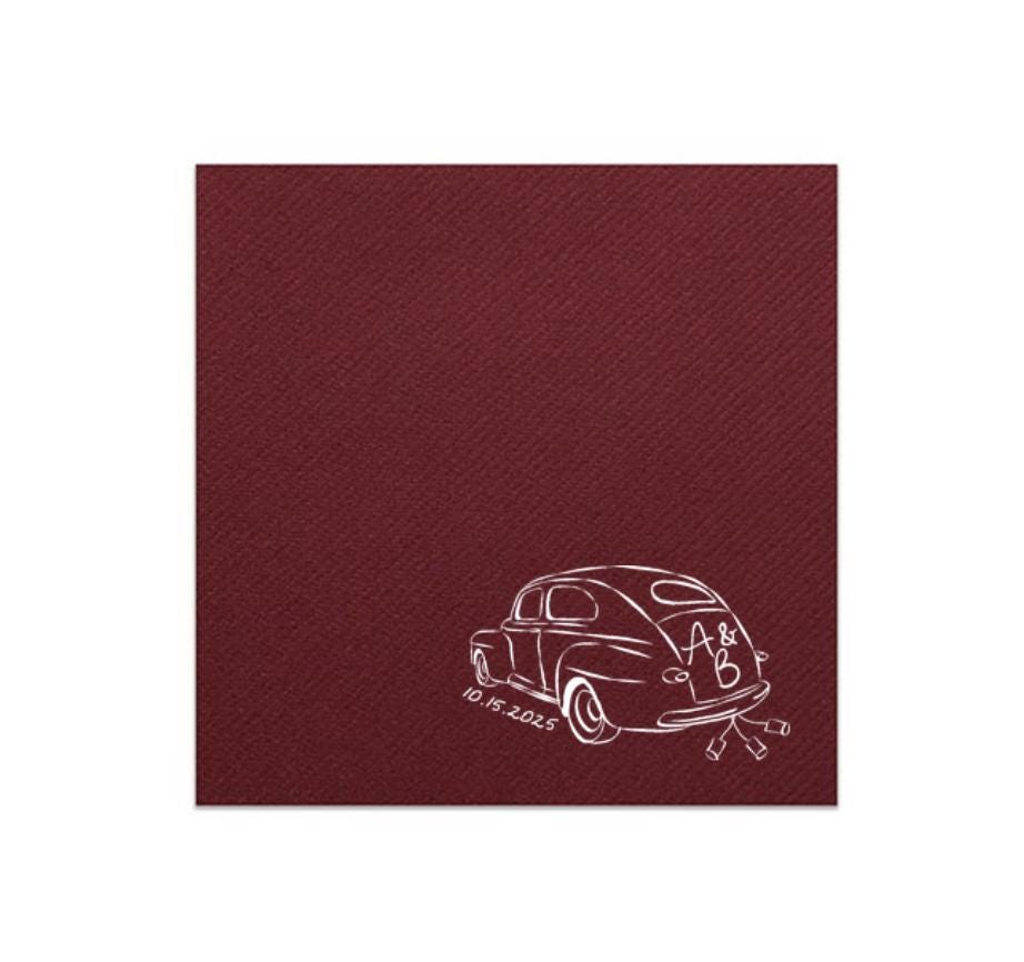 Vintage Get Away Car Just Married Car Cocktail Napkin