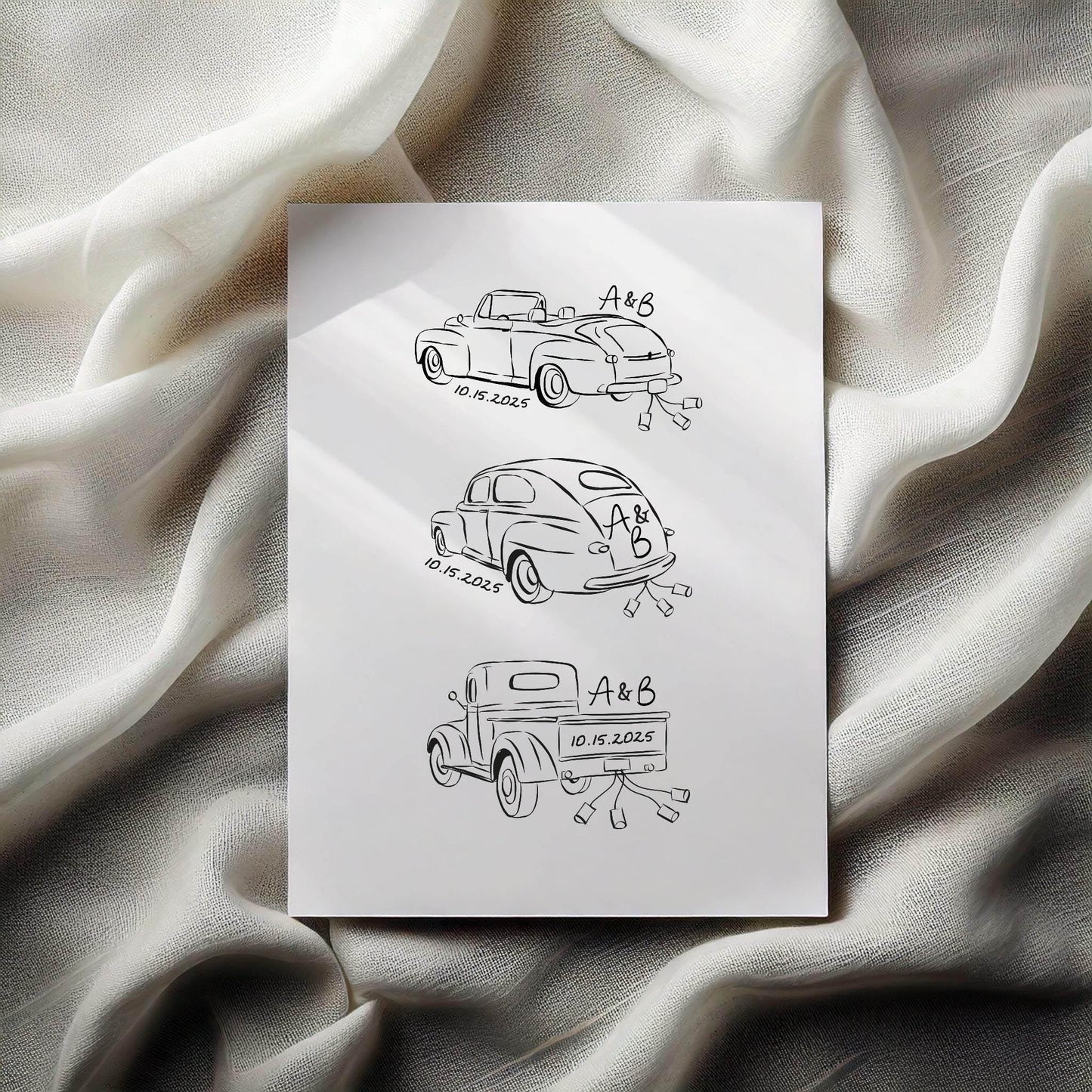 Vintage Get Away Car Just Married Car Cocktail Napkin