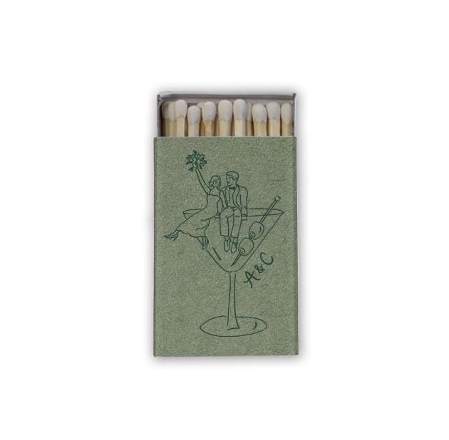Martini Glass Couple Matchboxes