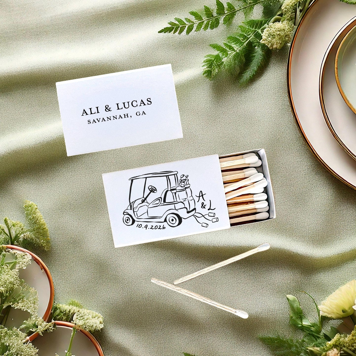 Golf Cart Just Married Car Matchboxes