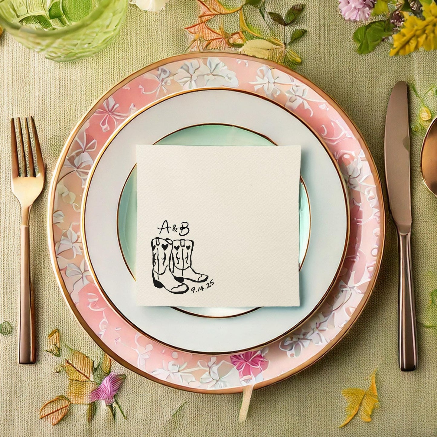 Whimsical Cowgirl Boot Cocktail Napkin