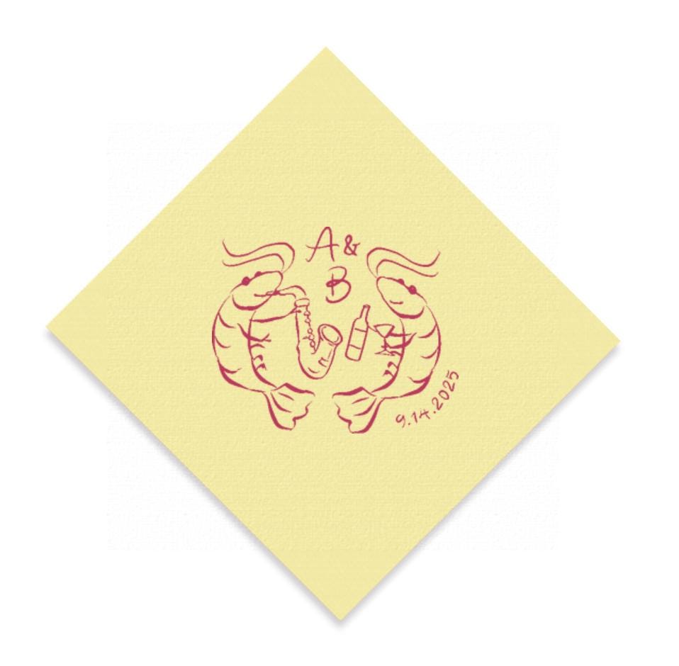 Shrimp Wedding Cocktail Napkin