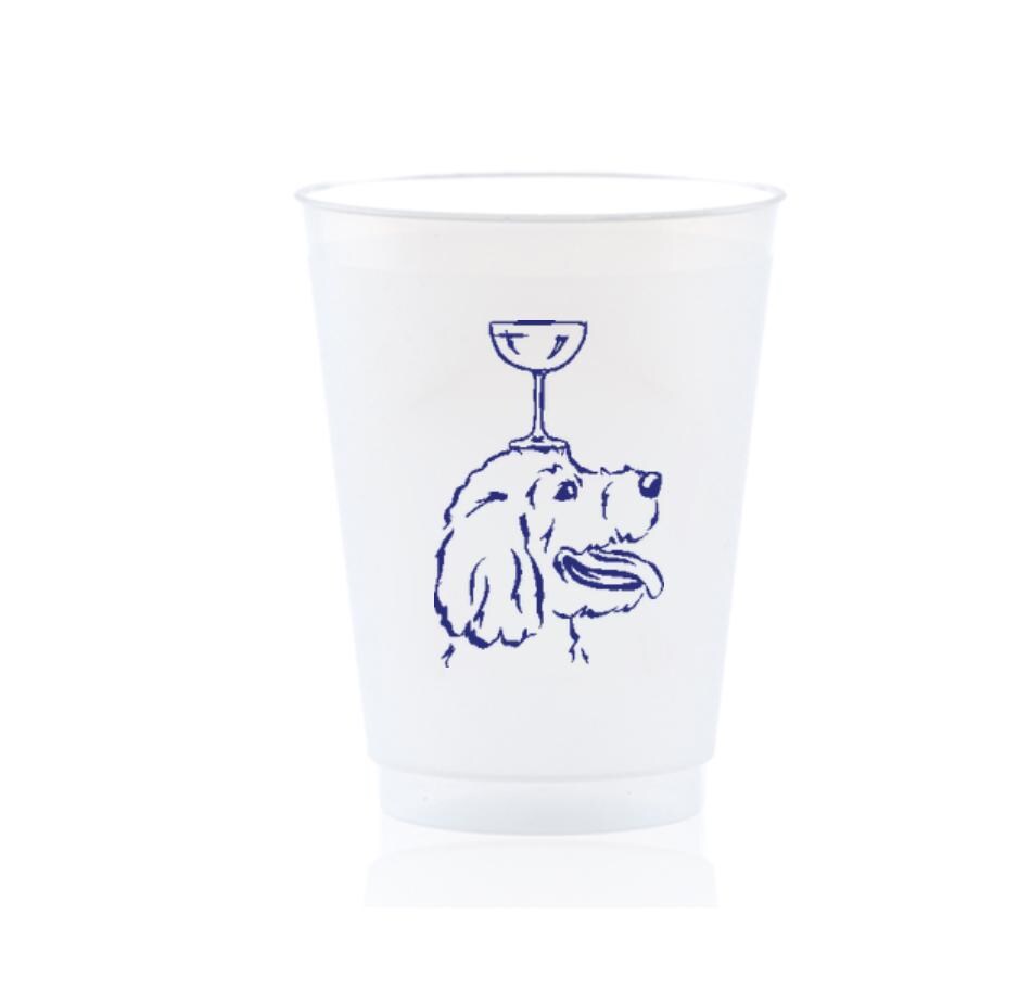 Dog with Glass on Head Frost Flex Plastic Cup