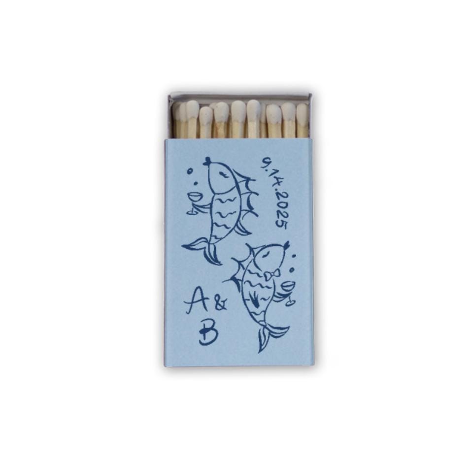 Party Fish Whimsical Sketch Matchboxes