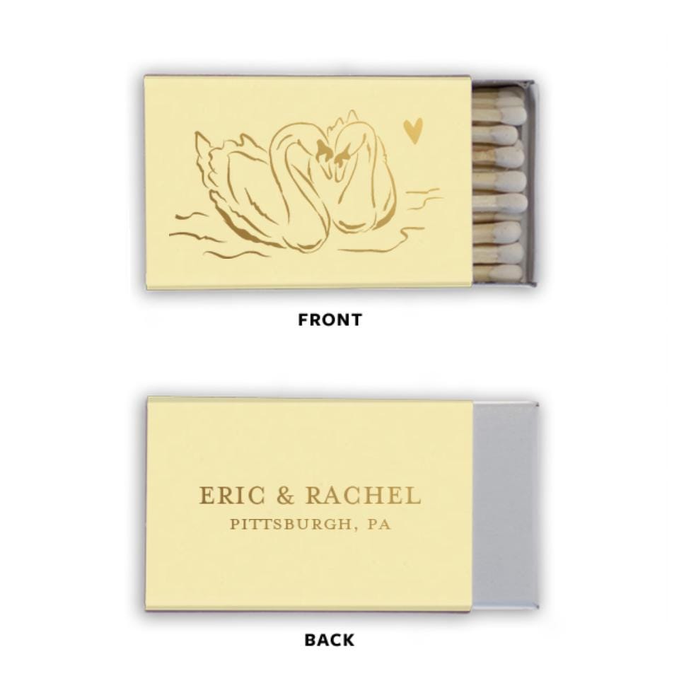 Pair of Swans Sketched Matchboxes