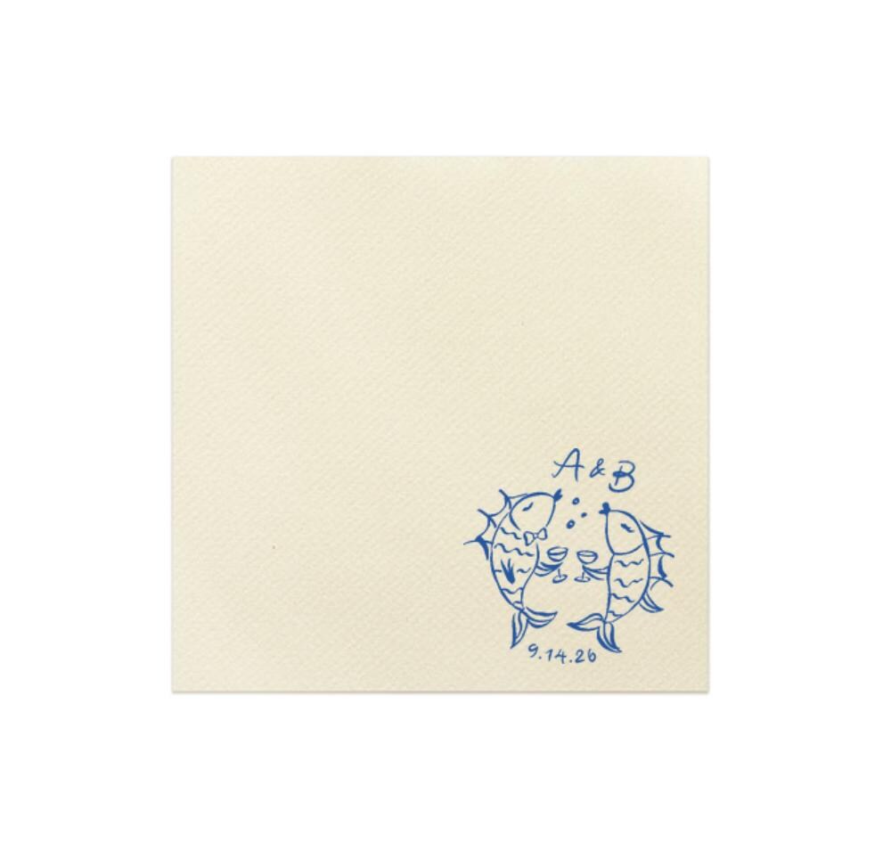 Party Fish Whimsical Sketch Cocktail Napkin