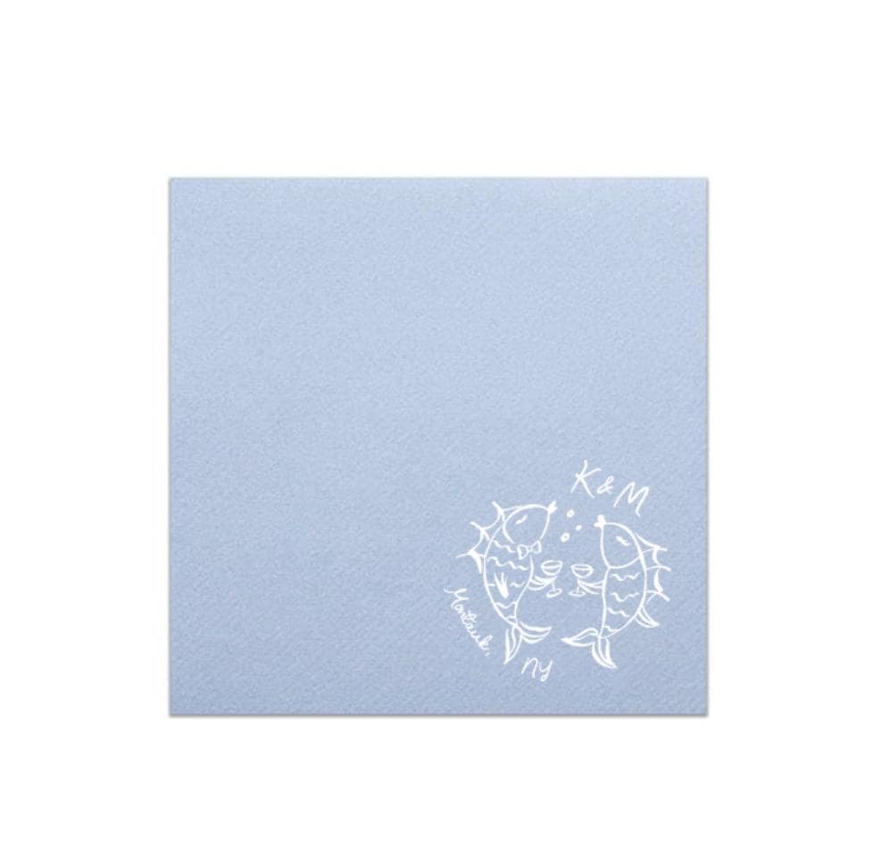 Party Fish Whimsical Sketch Cocktail Napkin