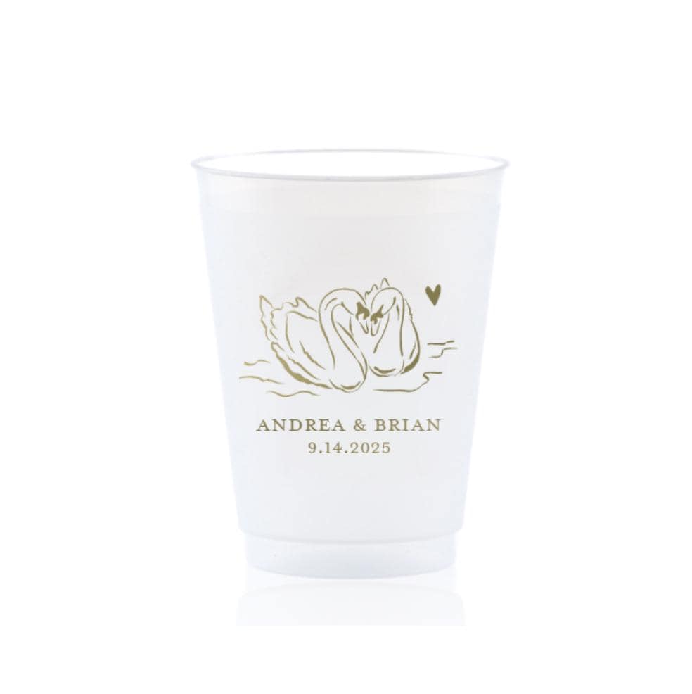 Pair of Swans Sketched Frost Flex Plastic Cup