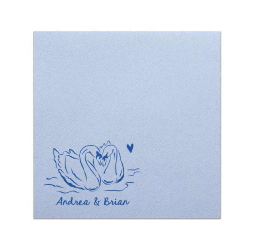 Pair of Swans Sketched Cocktail Napkins