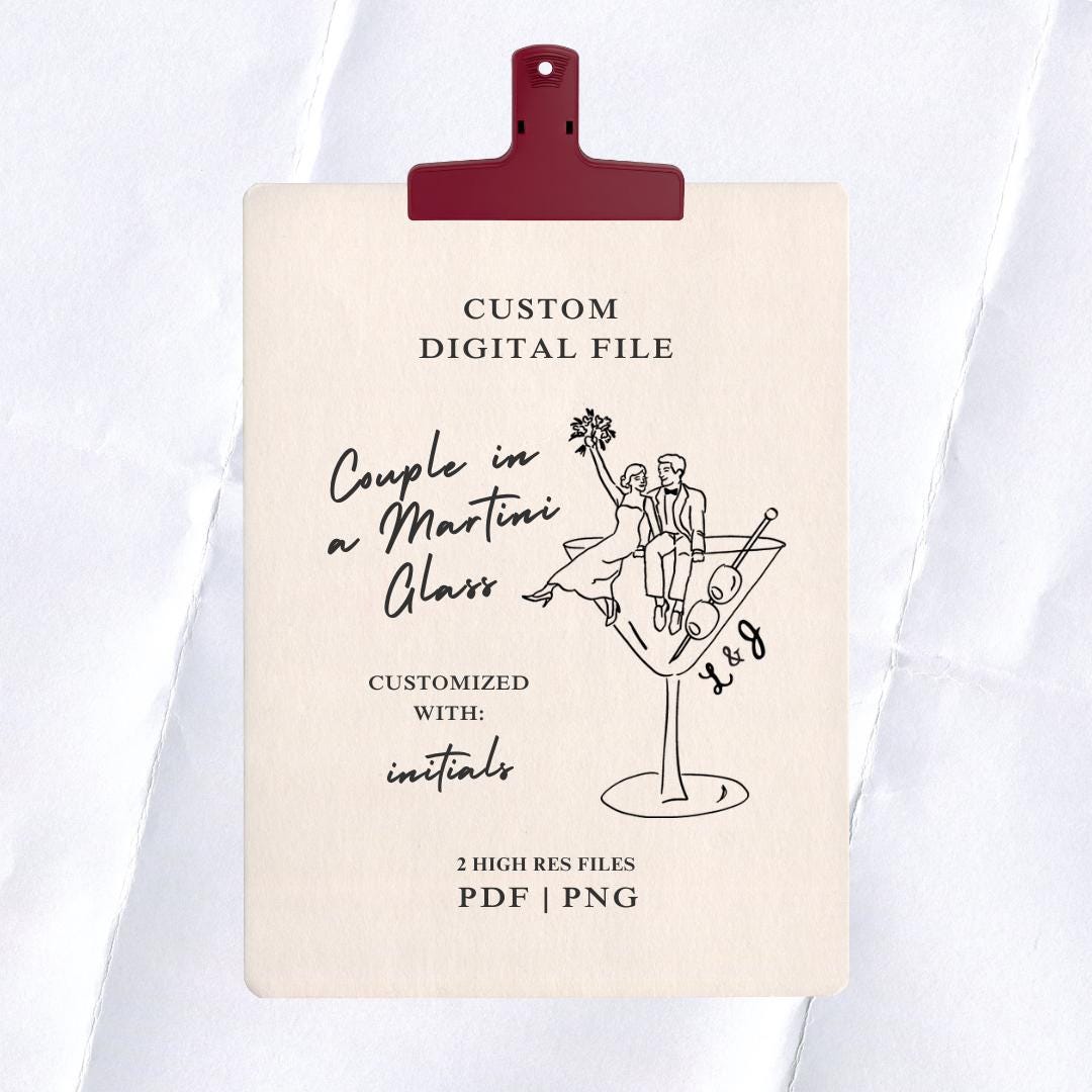 Martini Couple Custom Digital File, For Wedding Signage, Stationery and Party Wares, Printable Artwork