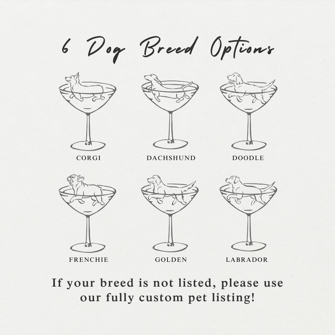 Dog in Coupe Glass Digital File: Custom Wedding Signage (PDF & PNG)