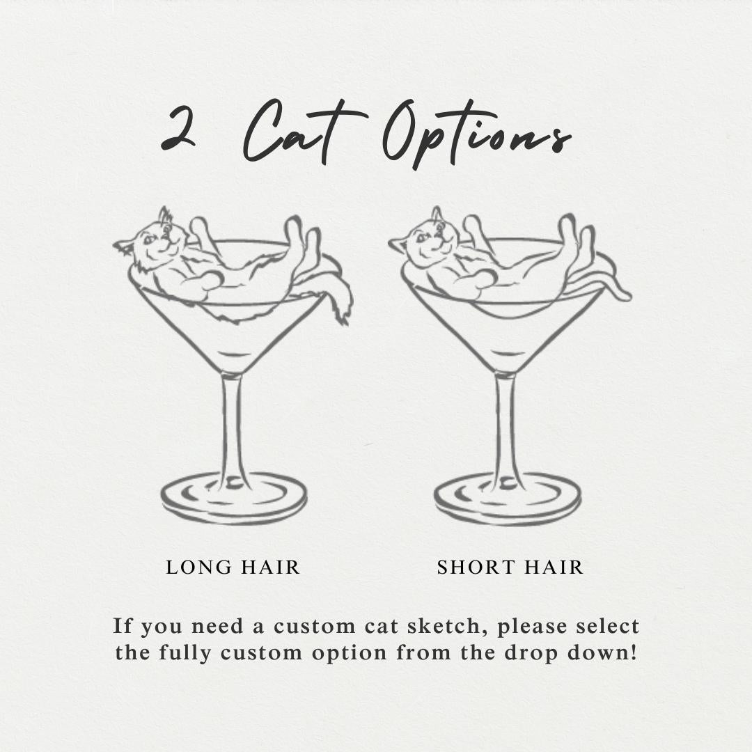 Cat in Cocktail Glass Matchboxes: Custom Matchbox Party Favors