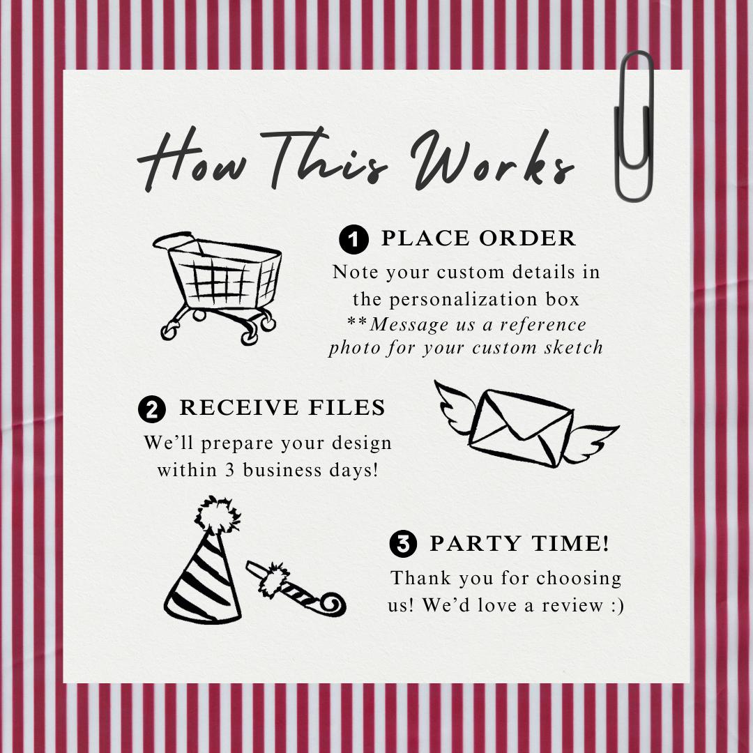 Custom Dog Portrait with Cocktail: Wedding & Party Printable (Digital File)