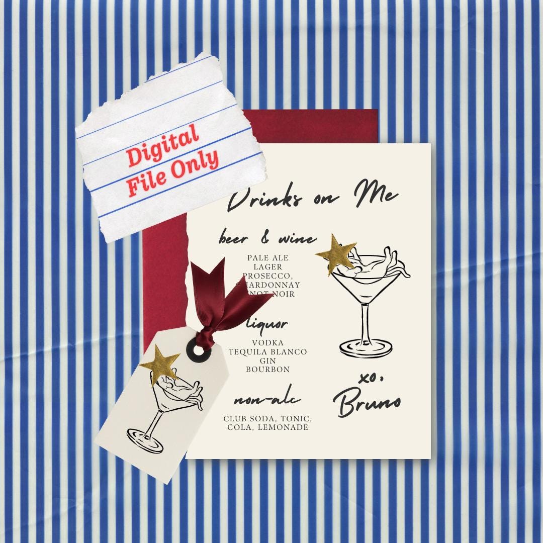 Fully Custom Pet Lounging in Cocktail Glass Custom Digital File, For Wedding Signage, Stationery and Party Wares, Printable Artwork