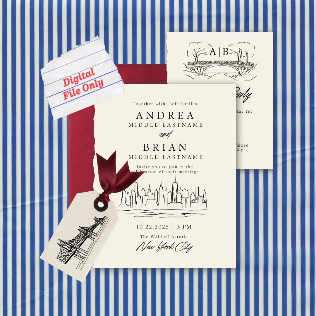 NYC Wedding Illustrations: Hand-Drawn Icon Bundle