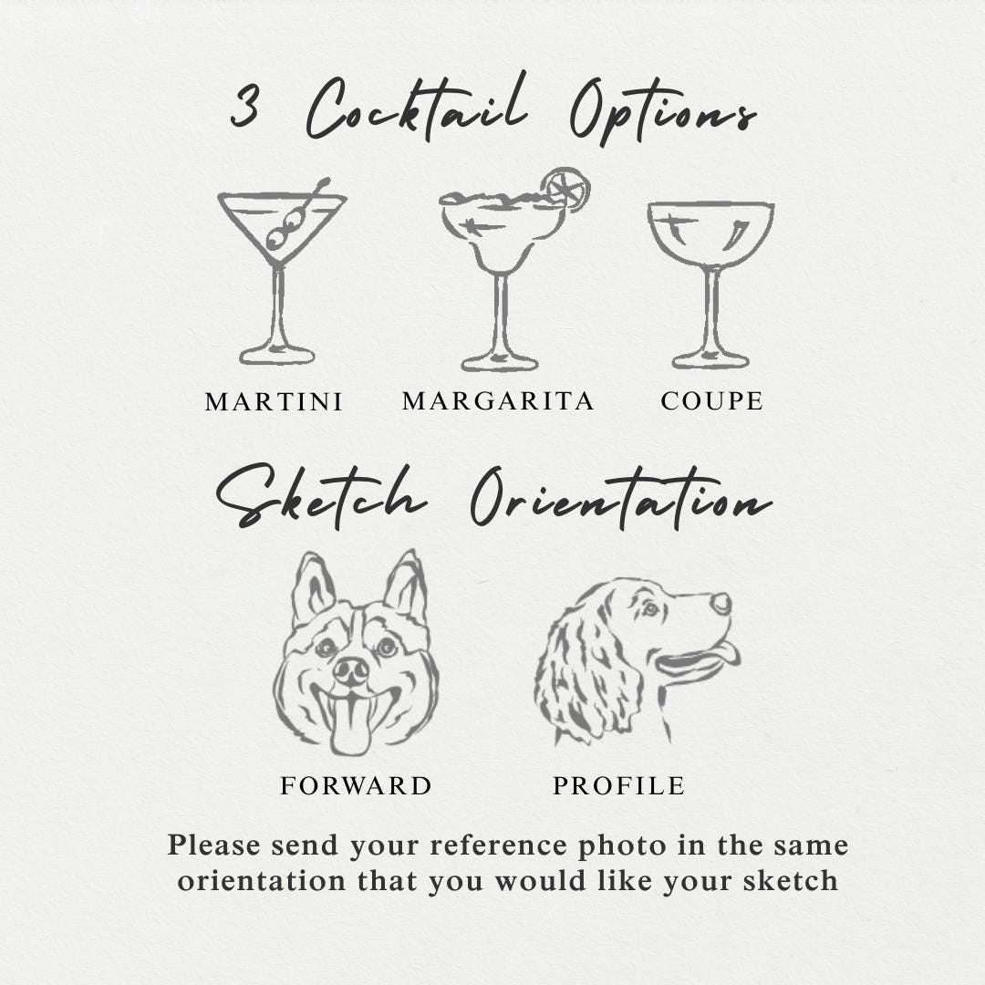Custom Dog Portrait with Cocktail: Wedding & Party Printable (Digital File)