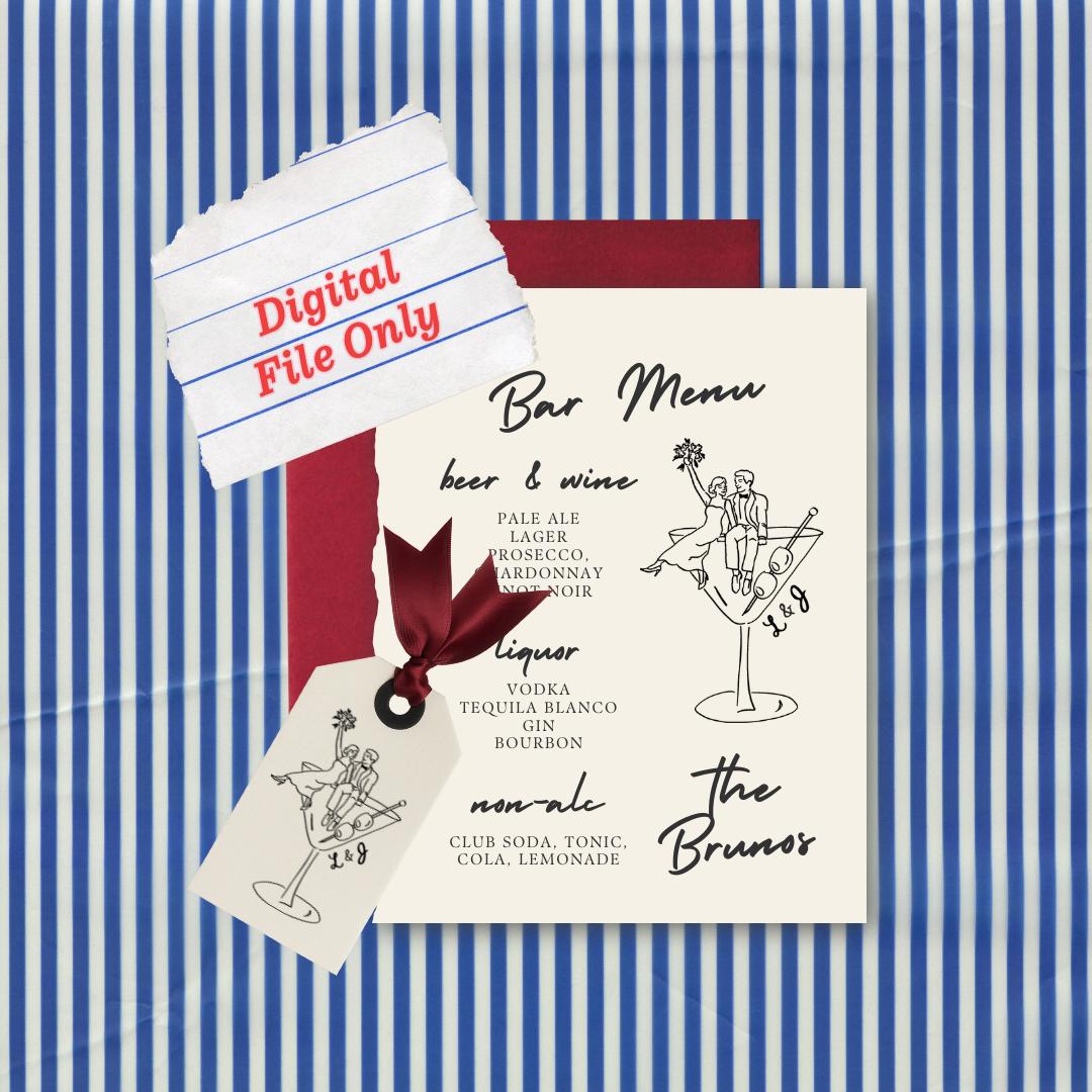 Martini Couple Custom Digital File, For Wedding Signage, Stationery and Party Wares, Printable Artwork