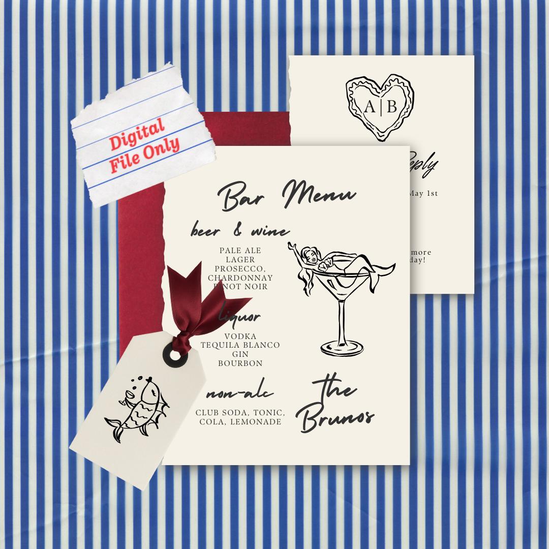 Nautical Coastal Wedding Illustrations: Hand-Drawn Icon Bundle