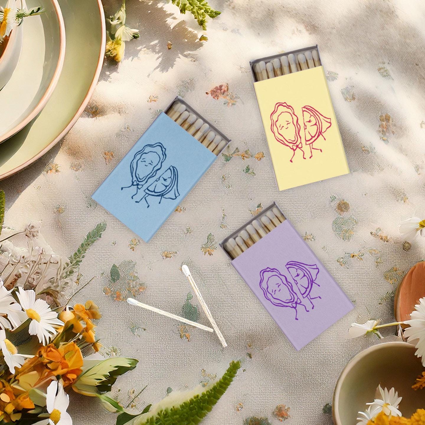 Bride Groom Oyster Matchbox: Nautical Wedding Oyster Roast Party Favors