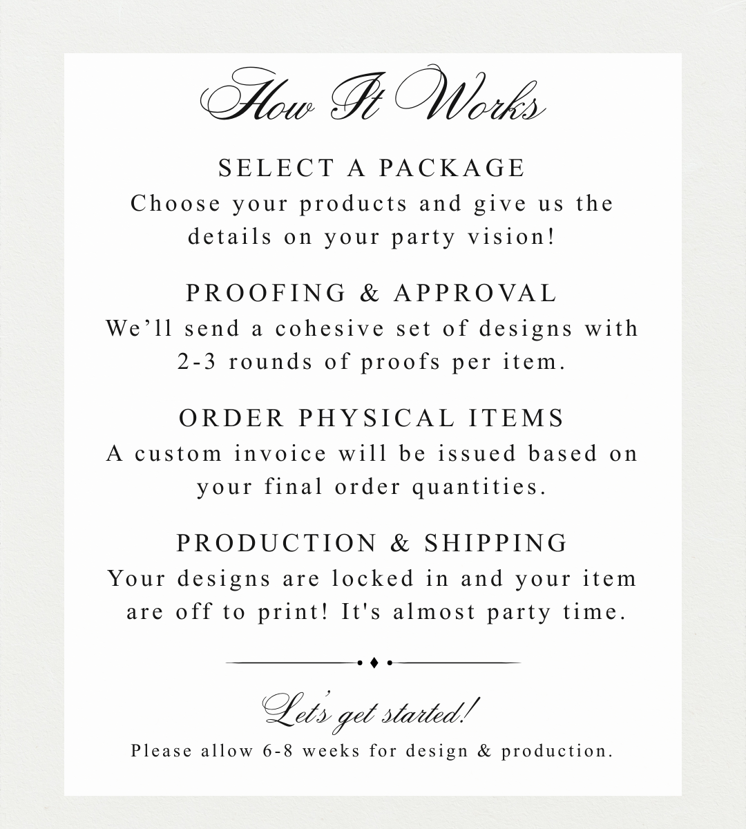 Partial Party Design Package - Up to 3 Products