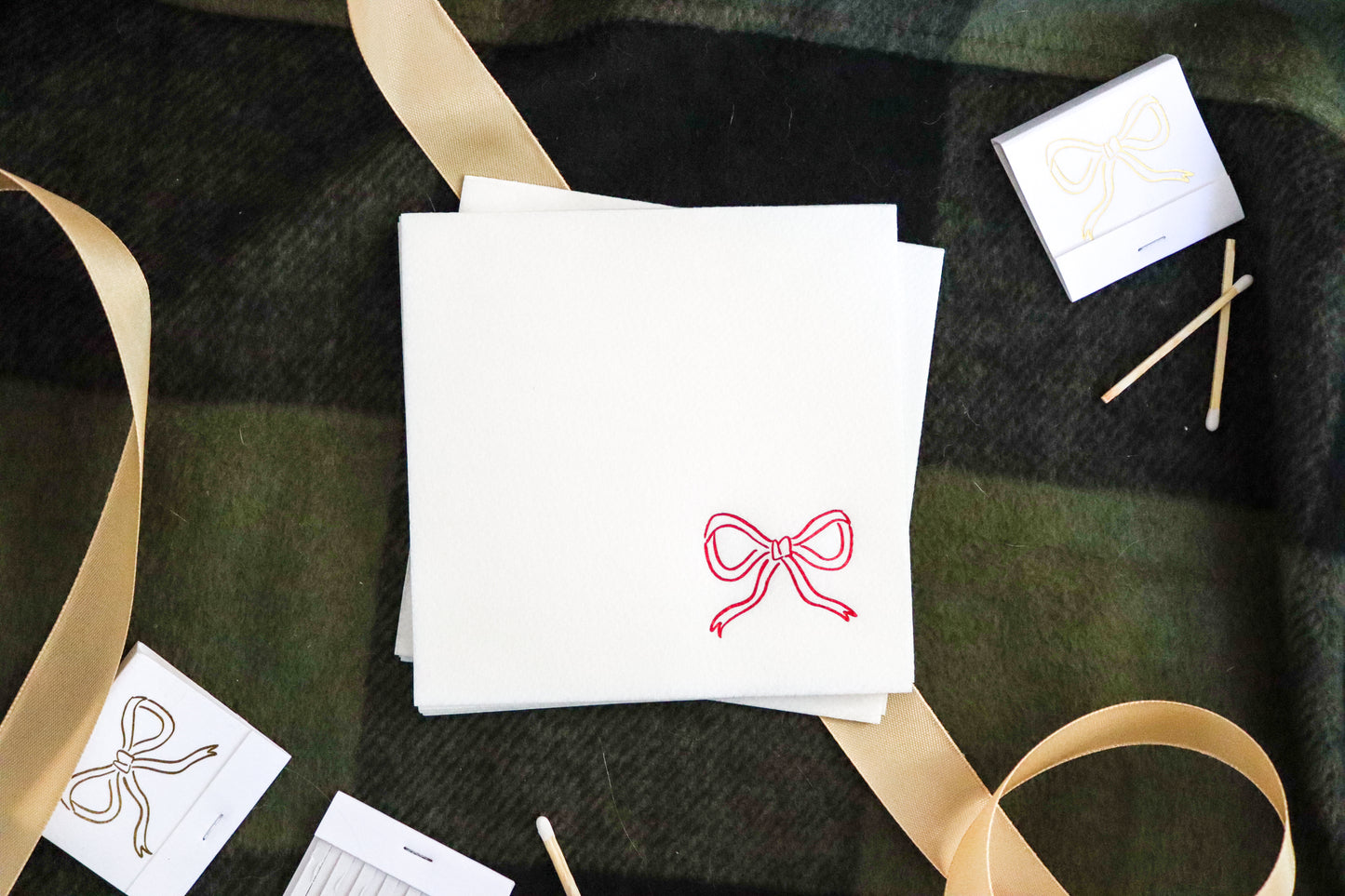 Red Bow Ribbon Napkin Set