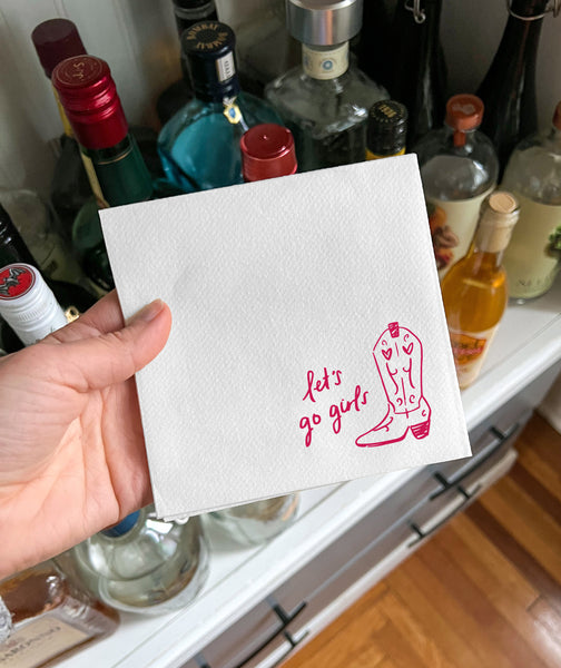 Let's Go Girls Cowgirl Boot Cocktail Napkin Set