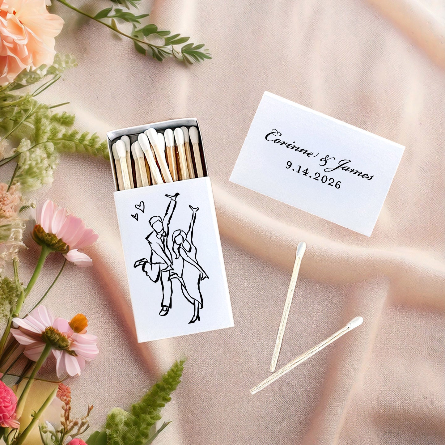 Custom Dancing Couple Matchboxes | Party Favor, Engagement Party, Wedding