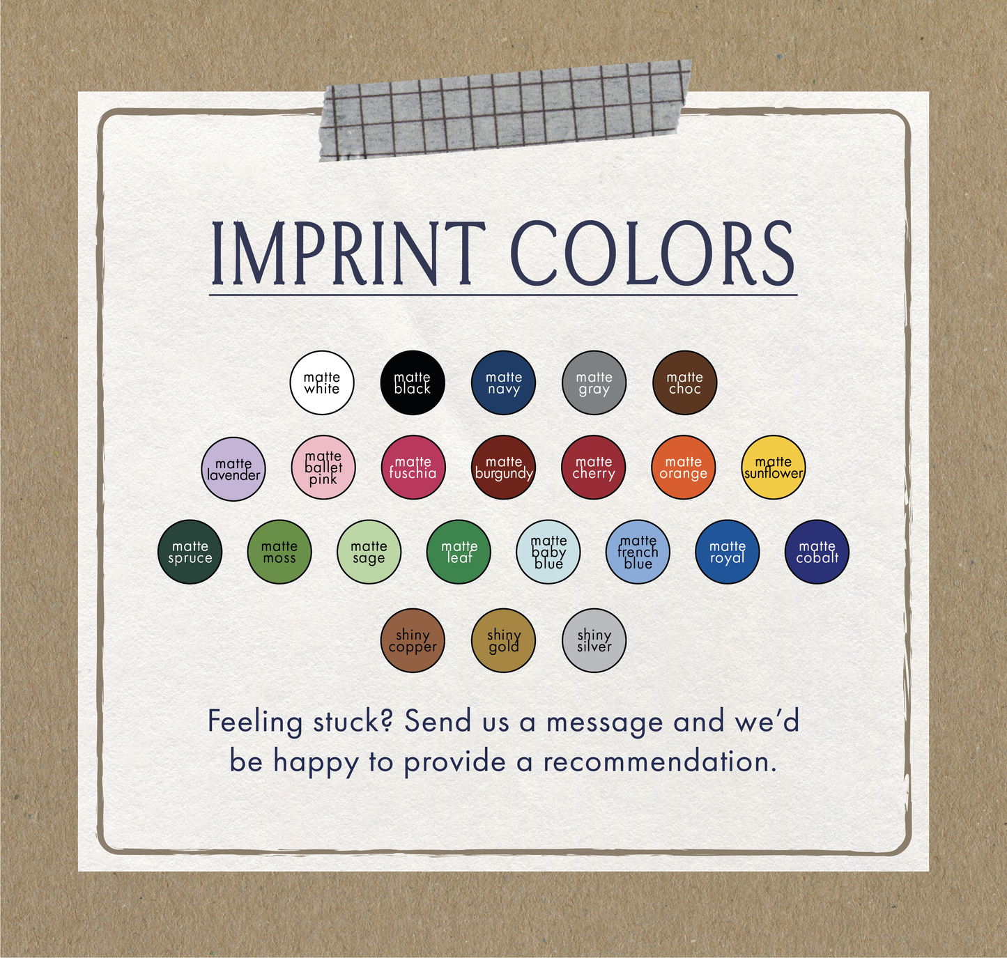graphic showing all available cup colors