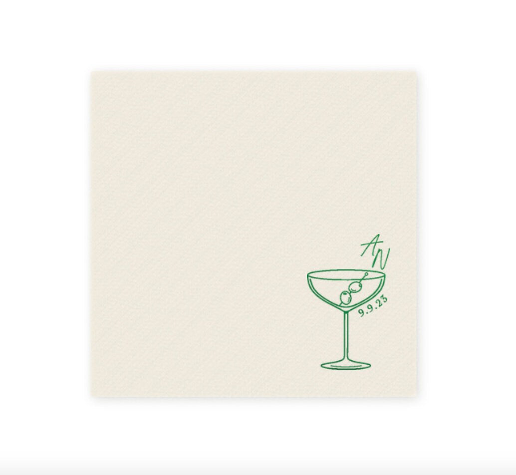 Customizable Dirty Martini Coupe Glass Cocktail Napkin