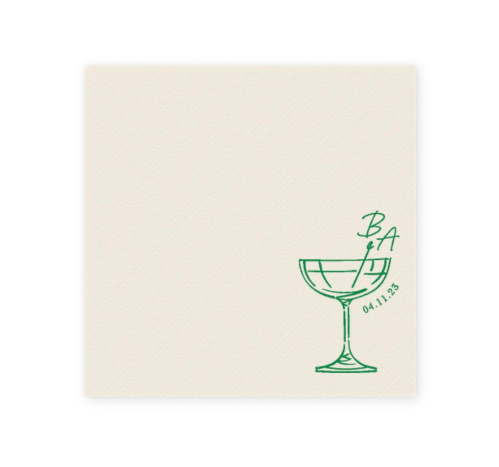 Customizable Coupe Glass Cocktail Napkin