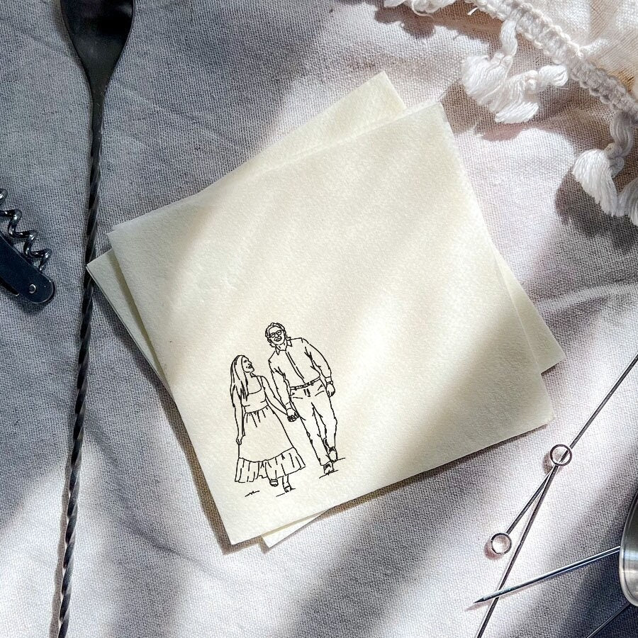 Custom Couple Illustration Napkin