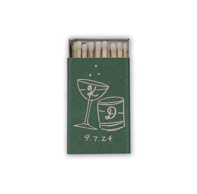 Customizable Cheers His & Hers Glasses Matchboxes