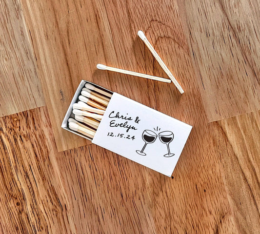 Custom Whimsical Wine Matchboxes | Wedding | Bachelorette | Personalized | Bach Party | Bridal Shower | Rehearsal Dinner Night Before Match