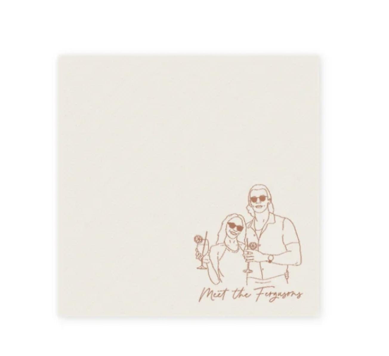 Custom Couple Illustration Napkin