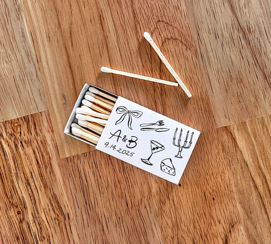 Whimsical Dinner Party Icon Matchboxes