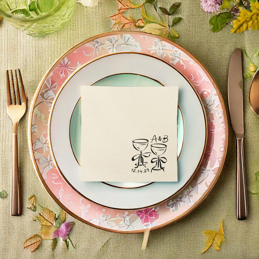 Ribbon Coupe Glasses Cocktail Napkin